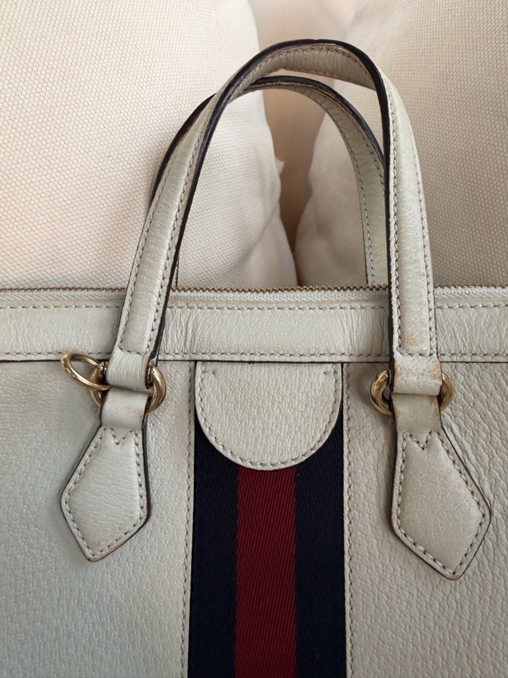 Gucci Ophidia Small Top-Handle Leather Tote with Blue & Red Sherryline - Picture 7 of 11